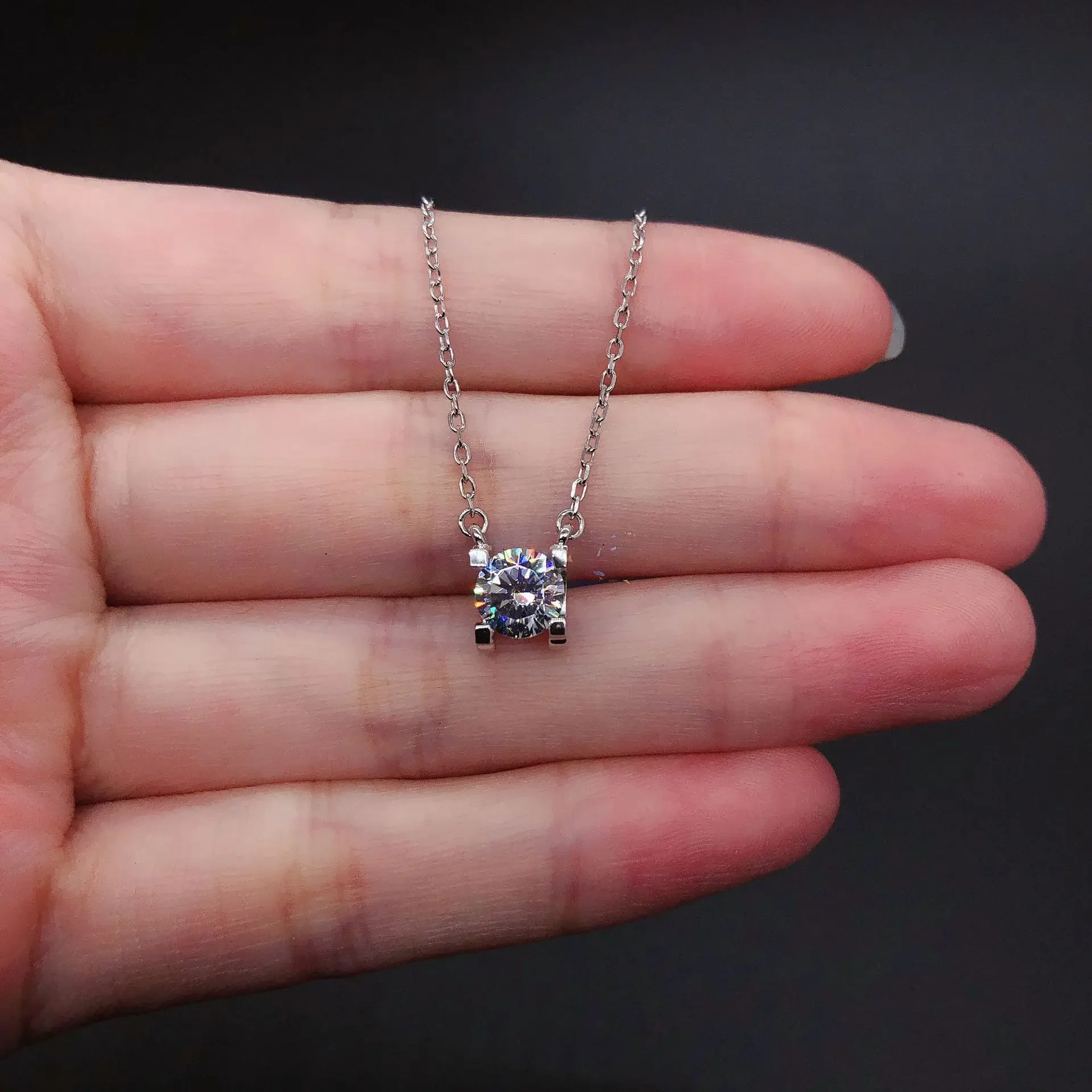 14K สีขาวทอง AU585 Platinum PT950 Moissanite Diamond สร้อยคอหัววัวชุดสร้อยคอสร้อยคอ