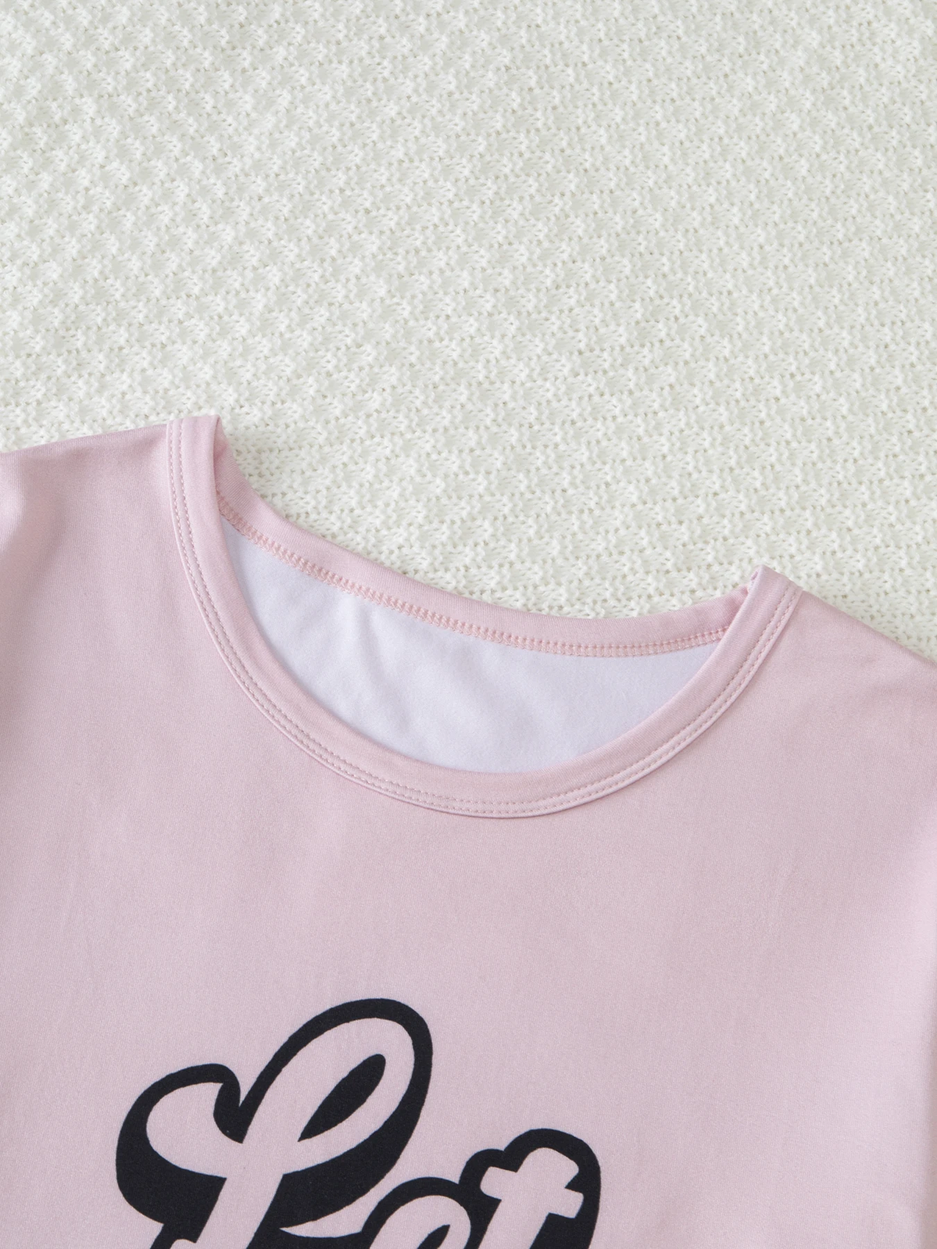 2-teiliges Set aus süßen und niedlichen Kurzarm-Shorts für Teenager-Mädchen, lässiges und vielseitiges Schlafanzug-Set für Mädchen in der Mittelstufe – Detail 8