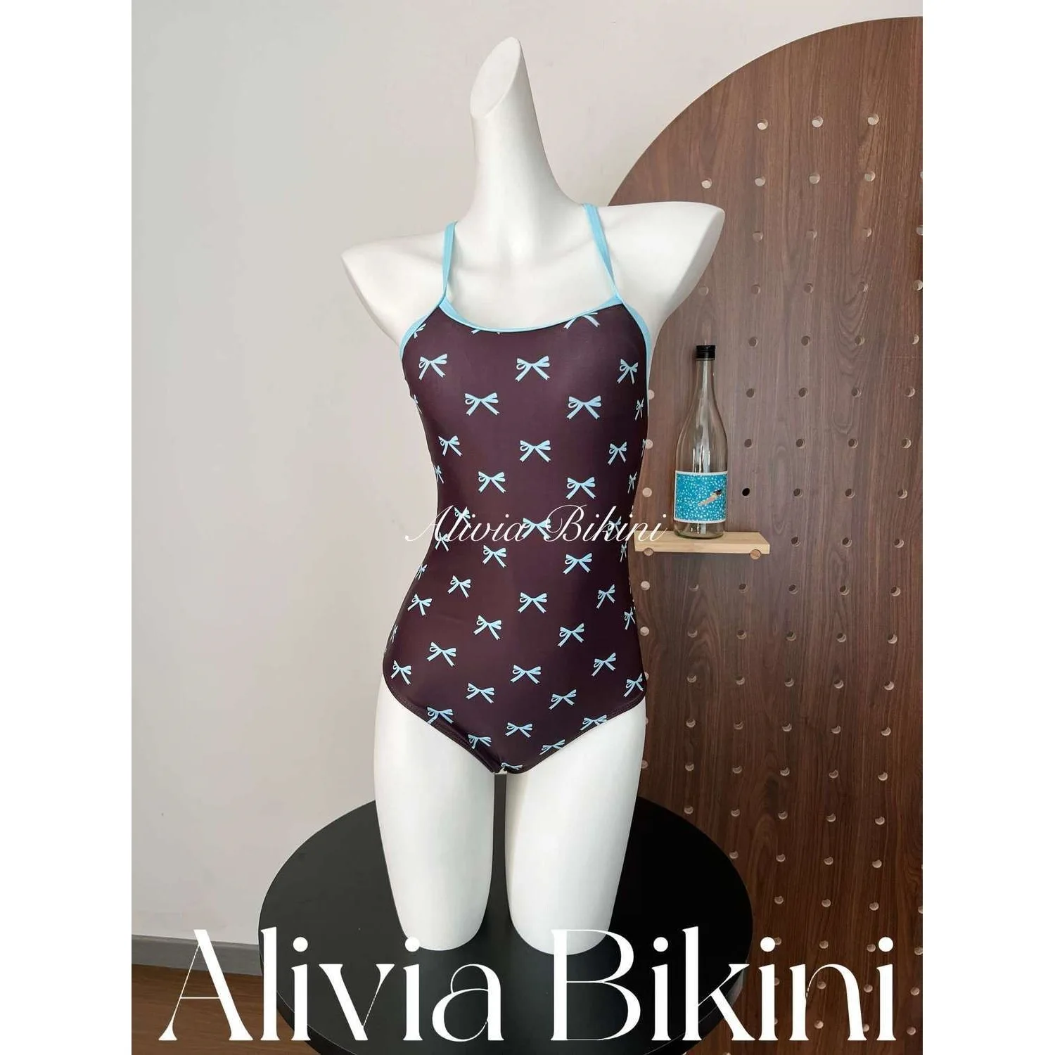Mint  Color One-Piece Swimsuit Women's Competitive  Knot Design White Enhancing Professional Swimming Suit - view 4