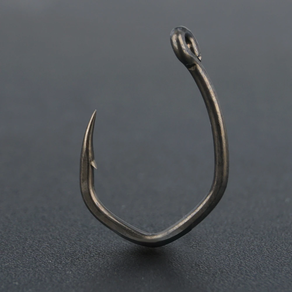 Hirisi 15pcs PTFE Coated Carp Fishing Hooks With Eye Micro Barbed High Carbon Steel Fish Hooks Fishing Accessories X923