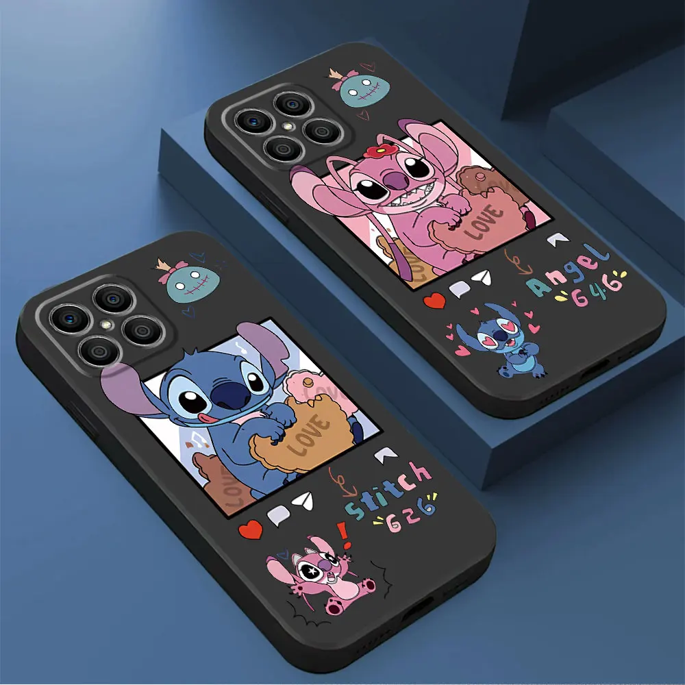 Cute Disney Stitch Phone Case for Honor 8X 70 Lite 90 Pro 20 X6 X6a 4G X7 X8 X8a X9a 5G Black Soft Luxury Cover