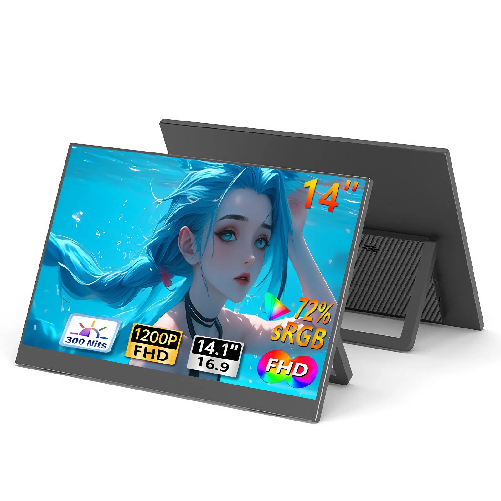 

AHXJKA 14 inch Portable Monitor Screen Travel Game FHD IPS For XBox PS4 / 5 Switch TV Extended Office Display Suitable Laptop