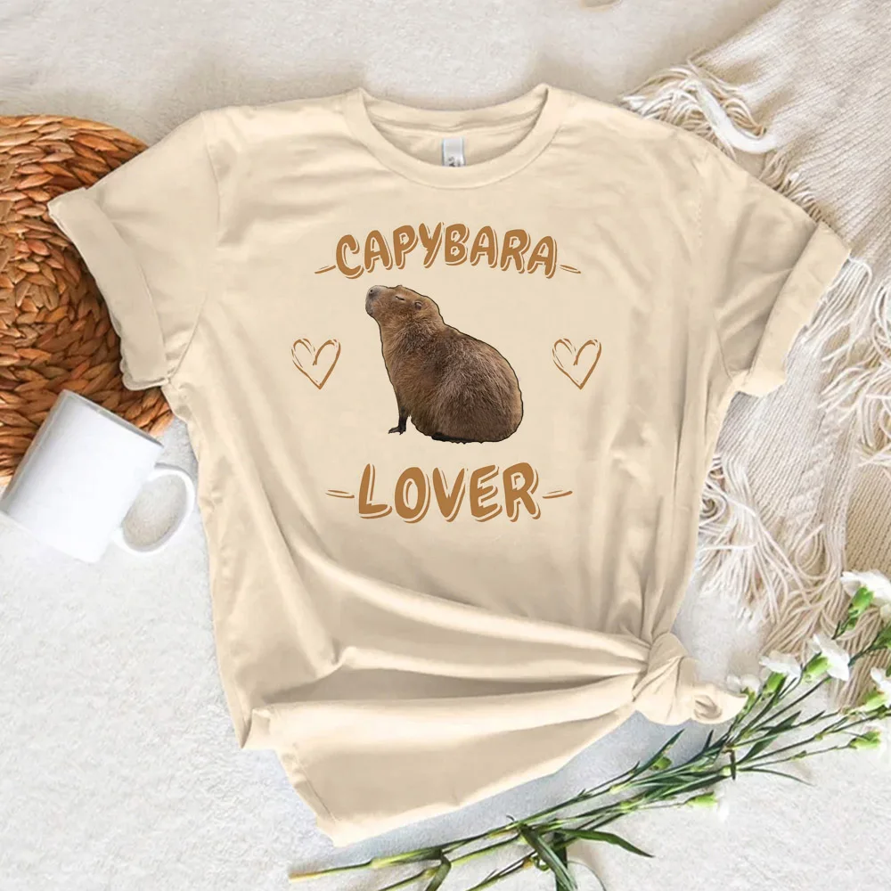 Summer Funny Capybara Cotton T-Shirts Men Women O-Neck Short Sleeve T Shirt Streetwear Oversized Harajuku Tees Tops Man Clothing