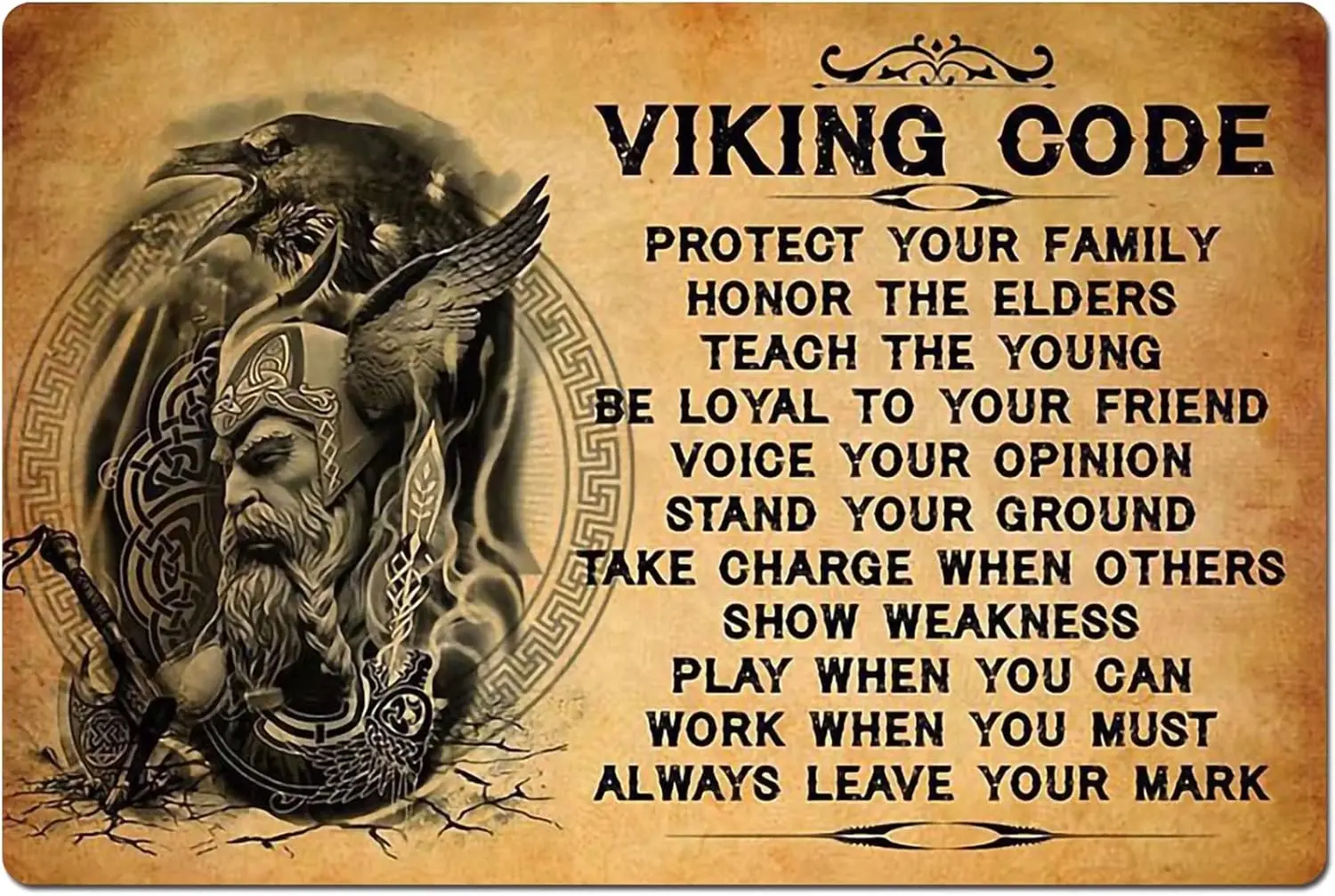 Viking Metal Tin Sign,Viking Code,Wall Decor for Home Bar Restaurant Cafe Pub Outdoor