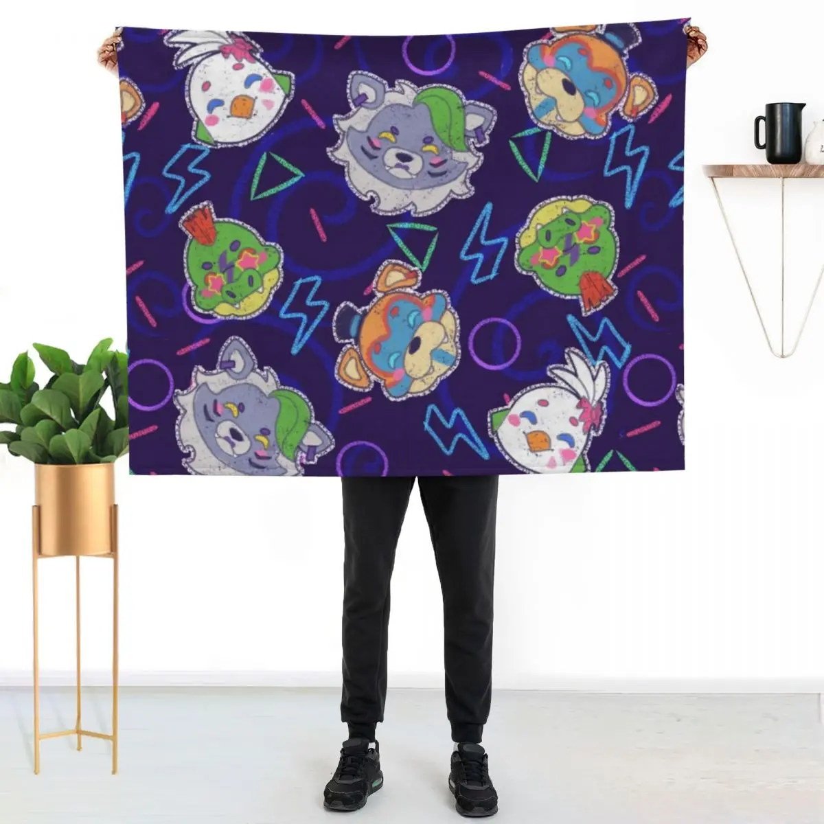 Glamrock Pattern Throw Blanket blankets and throws Decoratives Weighted Soft Big Hairys Sofa Blankets