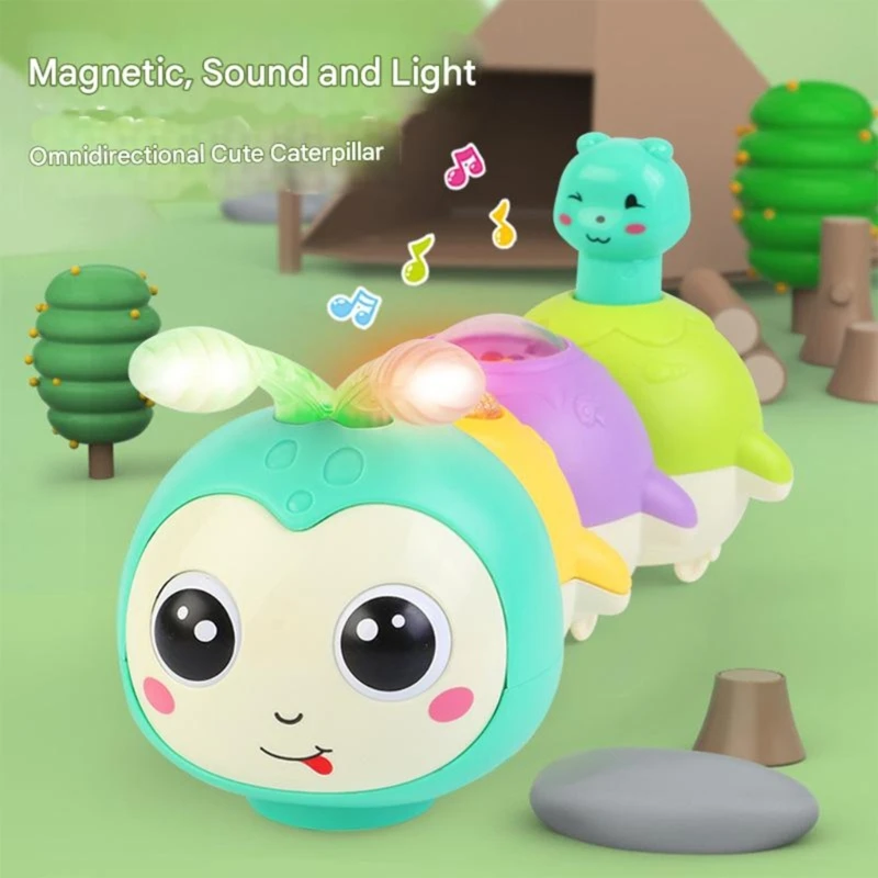 ของเล่นตัวหนอนคลานแบบโต้ตอบพร้อมเอฟเฟกต์เสียงหลายประสาทสัมผัสสำหรับพัฒนาการทางประสาทสัมผัสทางการได้ยินของเด็กวัยหัดเดิน A2UB