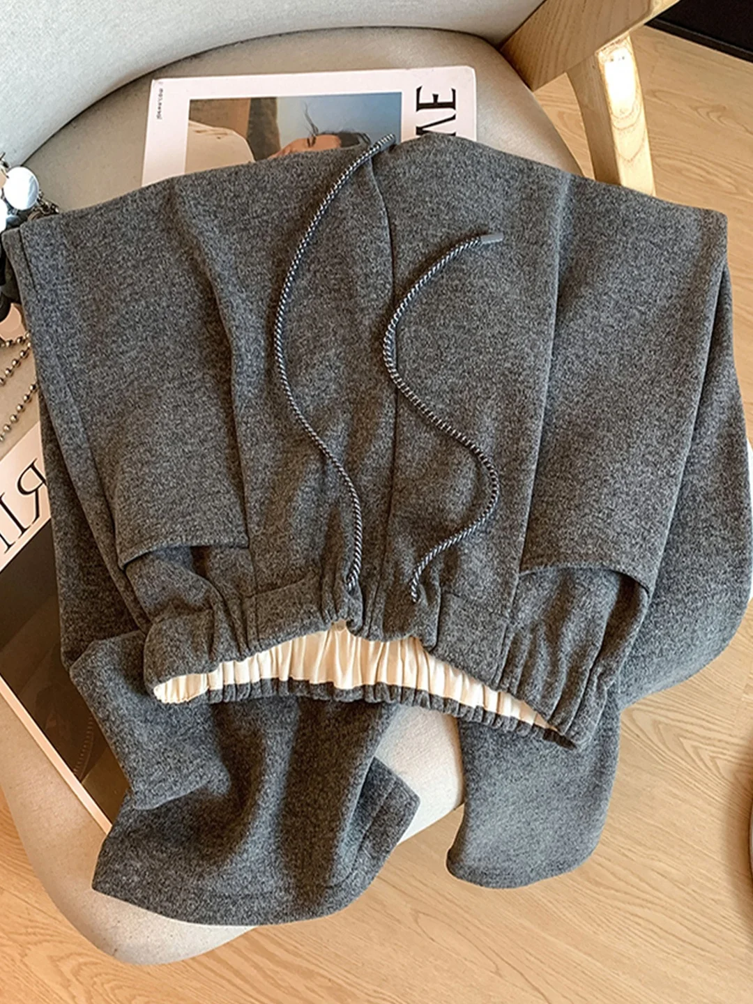 

Утепленные широкие брюки с высокой талией для женщин, зимняя повседневная свободная шерстяная одежда