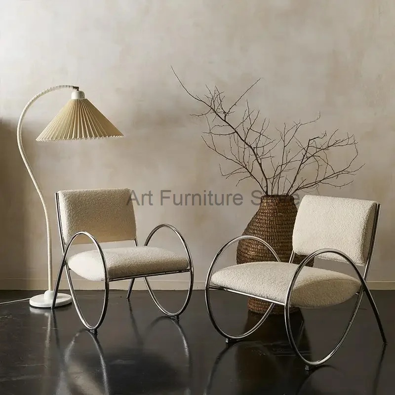 

Office Rocking Living Room Chairs Nordic Designer Single Metal Arm Chair Modern Relax Unique Chaises De Salon Home Furniture