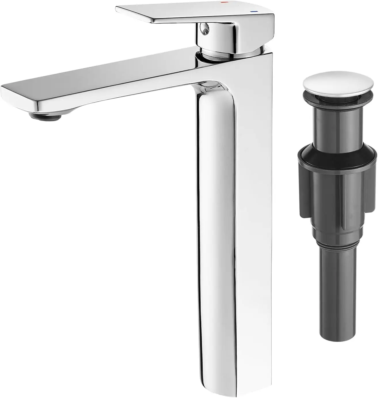 

Vessel Sink Faucet Single Handle Tall Bathroom Sink Faucet Chrome Bathroom Vanity Faucet Basin Mixer Tap with Water Supply