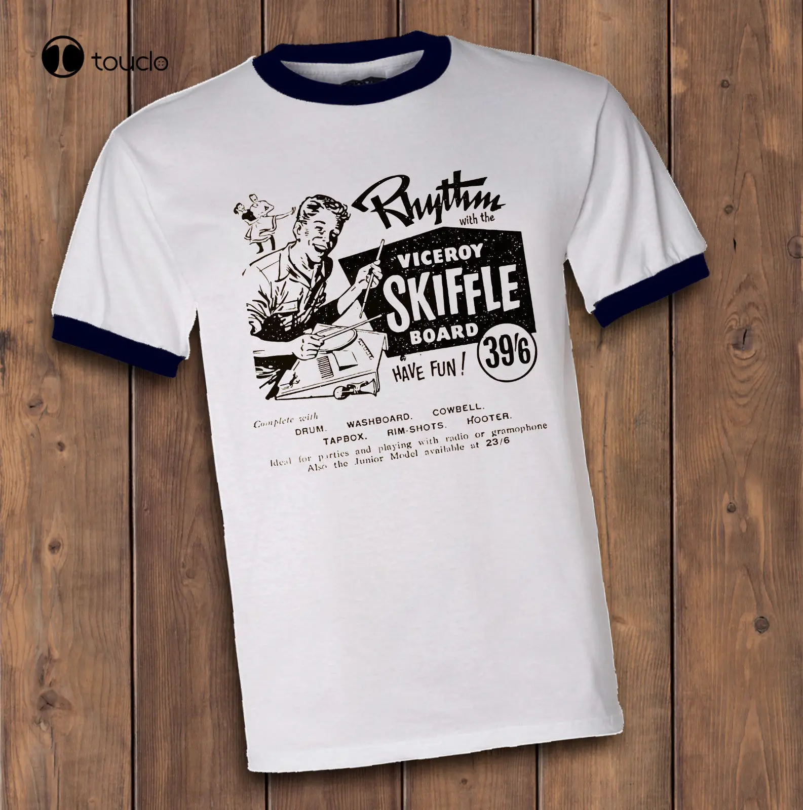 100% Cotton Short Sleeve O-Neck Skiffle Board T Shirt Vintage 50\'S Feel Skiffle Board Advert Music Rockabilly Shirts Xs-5Xl