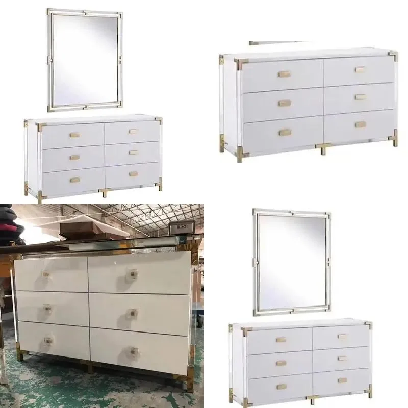 for Modern Acrylic Stainless Steel Leg Finisher Acrylic 6 Lockers with Drawers