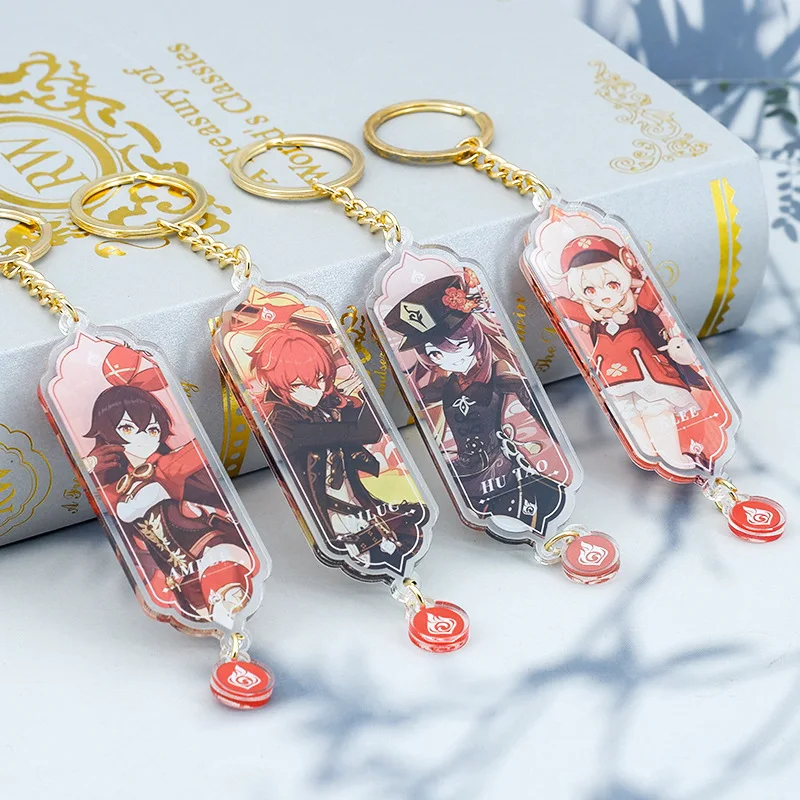 Game Genshin Impact Keychain Hutao Klee Xiao Cosplay Yae Miko Xiao Ganyu Zhongli Diluc Figure Pendant Keyrings Accessories Gifts image 4