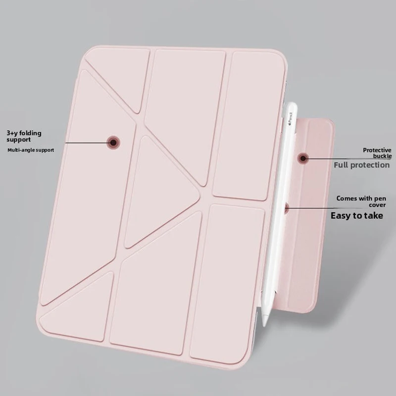 Y-Fold Magnetic Case for iPad A16 11th 2025 2024 Air11 Air4 5 Pro11 12.9 5th 6th 10.2 8 9th 10th Buckle Belt Pencil Holder