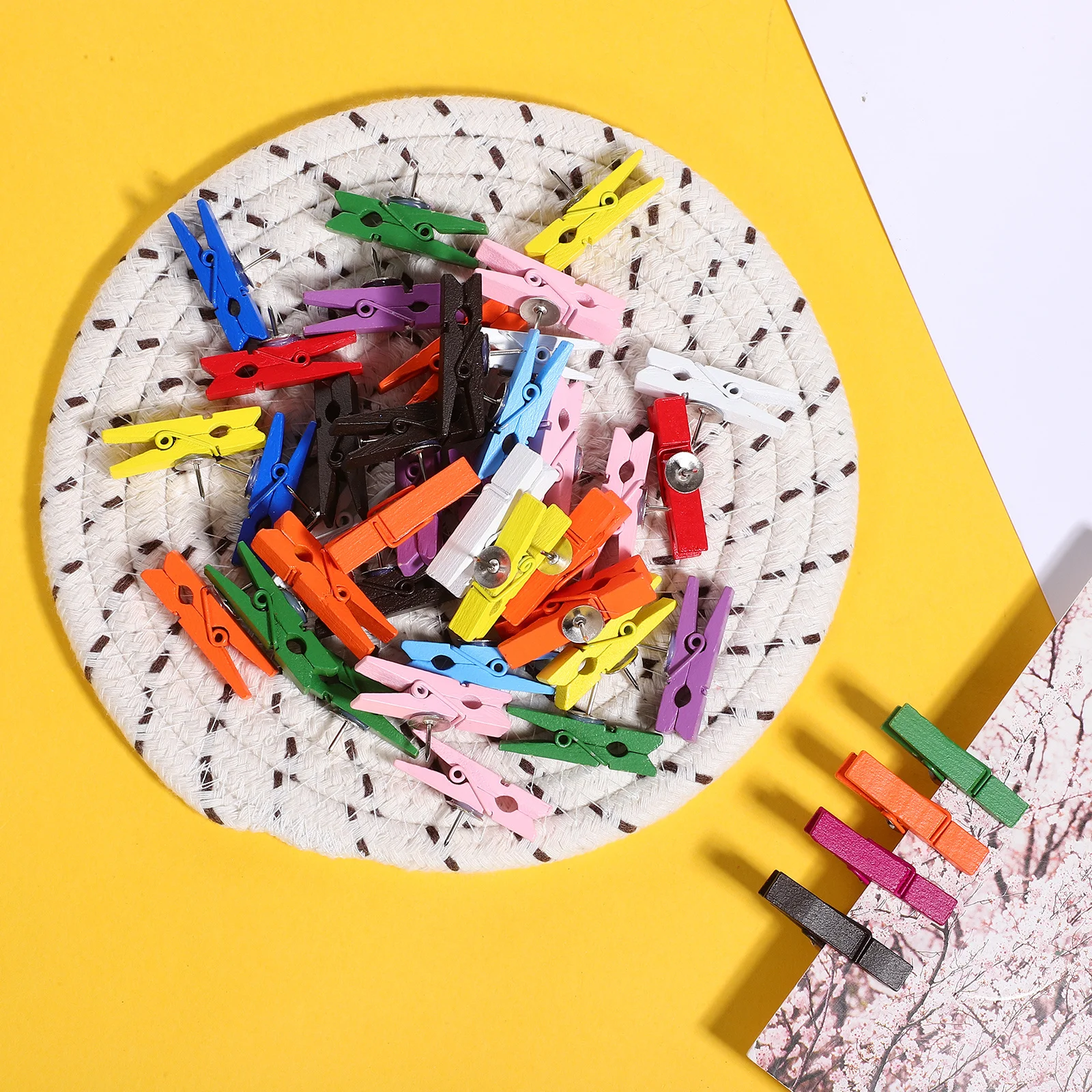 100 قطعة مقاطع خشبية مسامير الإبهام دبابيس أظافر معدنية ملونة لتعليق الملاحظات صور عمل فني لوحة ديكور استخدام