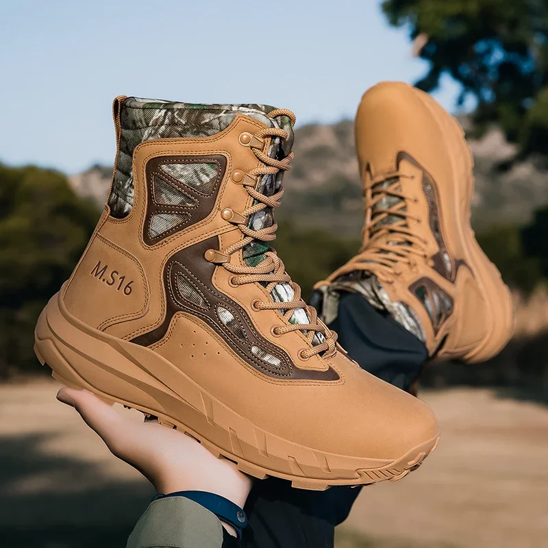 

Men Boots High Top Desert Tactical Boots Outdoor Hiking Shoes Ankle Work Safty Sneakers Climbing shoes