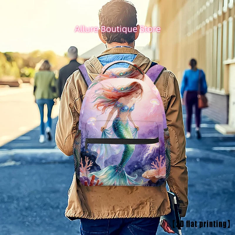 Mermaid Princess (4), a Versatile And Fashionable Printed Backpack, Perfect for Outdoor Adventures. Ideal for Daily Use, Featuri