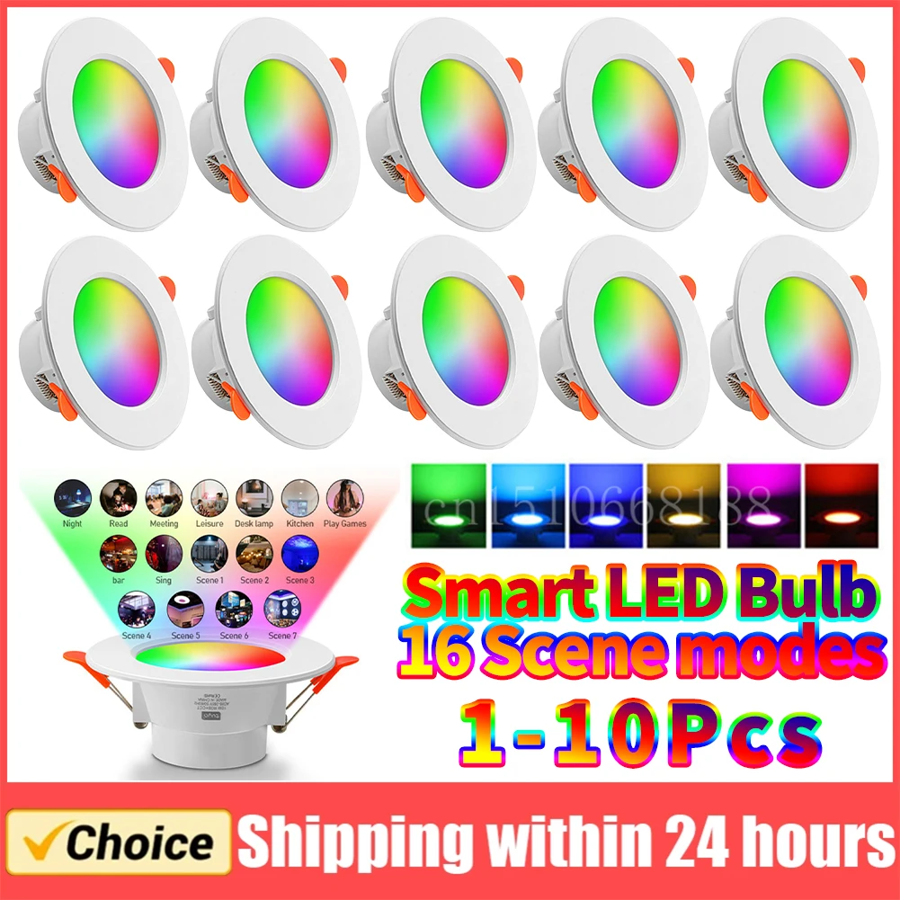 

1-10 шт. 10 Вт умный светодиодный потолочный светильник Bluetooth потолочный светильник RGB лампа приложение пульт дистанционного управления изменением цвета для Google Alexa Home