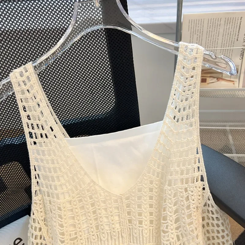 Pull gilets femmes Streetwear été évider coréen solide doux Style tricots Femme doux confortable Chic tout-match col en v conception