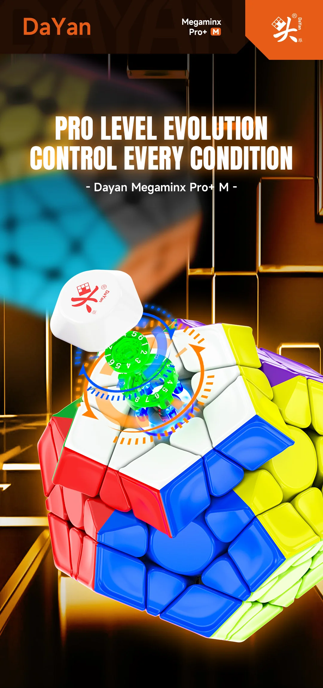 [Picube] DaYan Megaminx M pro+ 12 Sides Magnetic Cube Stickerless Professional Fidget Toys DAYAN Megaminx Cubo Magico Puzzle