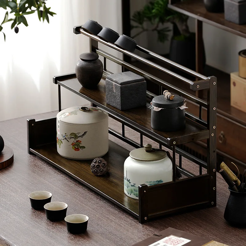 Table Stand Teacup Stand Small Table Tea Set Storage Rack Purple Clay Pot Storage Rack Chinese Teapot Storage Rack image 3