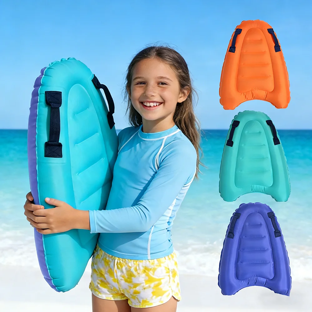 Kids Inflatable Surfboard, Portable Children Bodyboard with Handle, Lightweight Swimming Floating Board for Beach Pool Water