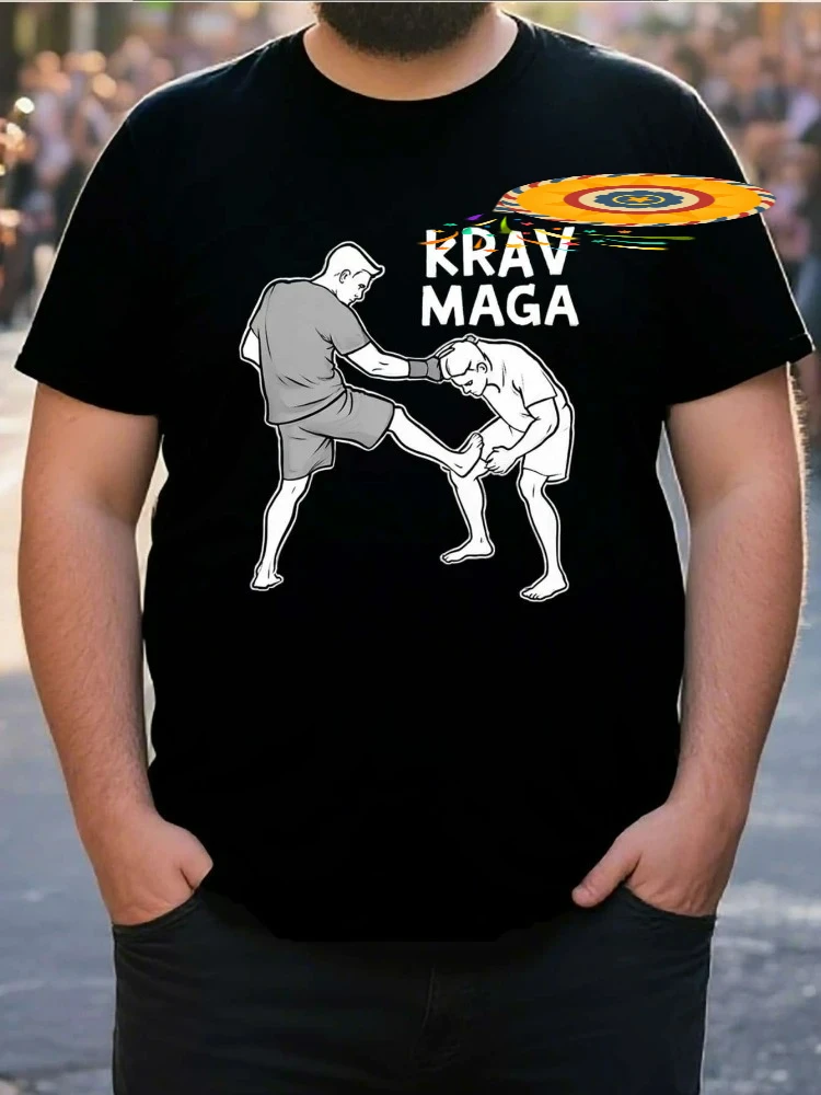Krav Maga Graphic with Bold Martial Arts Design-100% cotton summer O-neck short sleeve casual printed men's T-shirt.