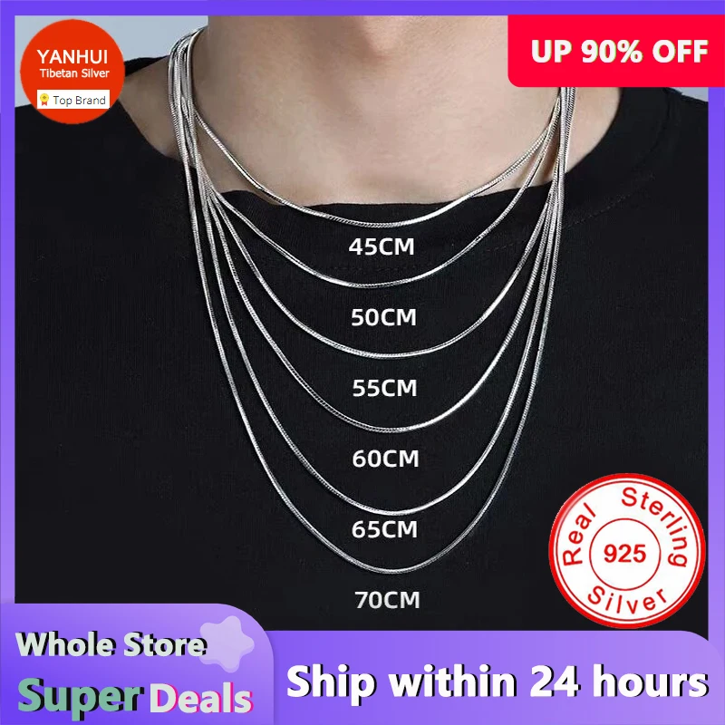 

YANHUI Promotion Wholesale Silvery Necklace Women Men Silver Jewelry Snake Chain 1mm Choker Necklace 40-80cm Available