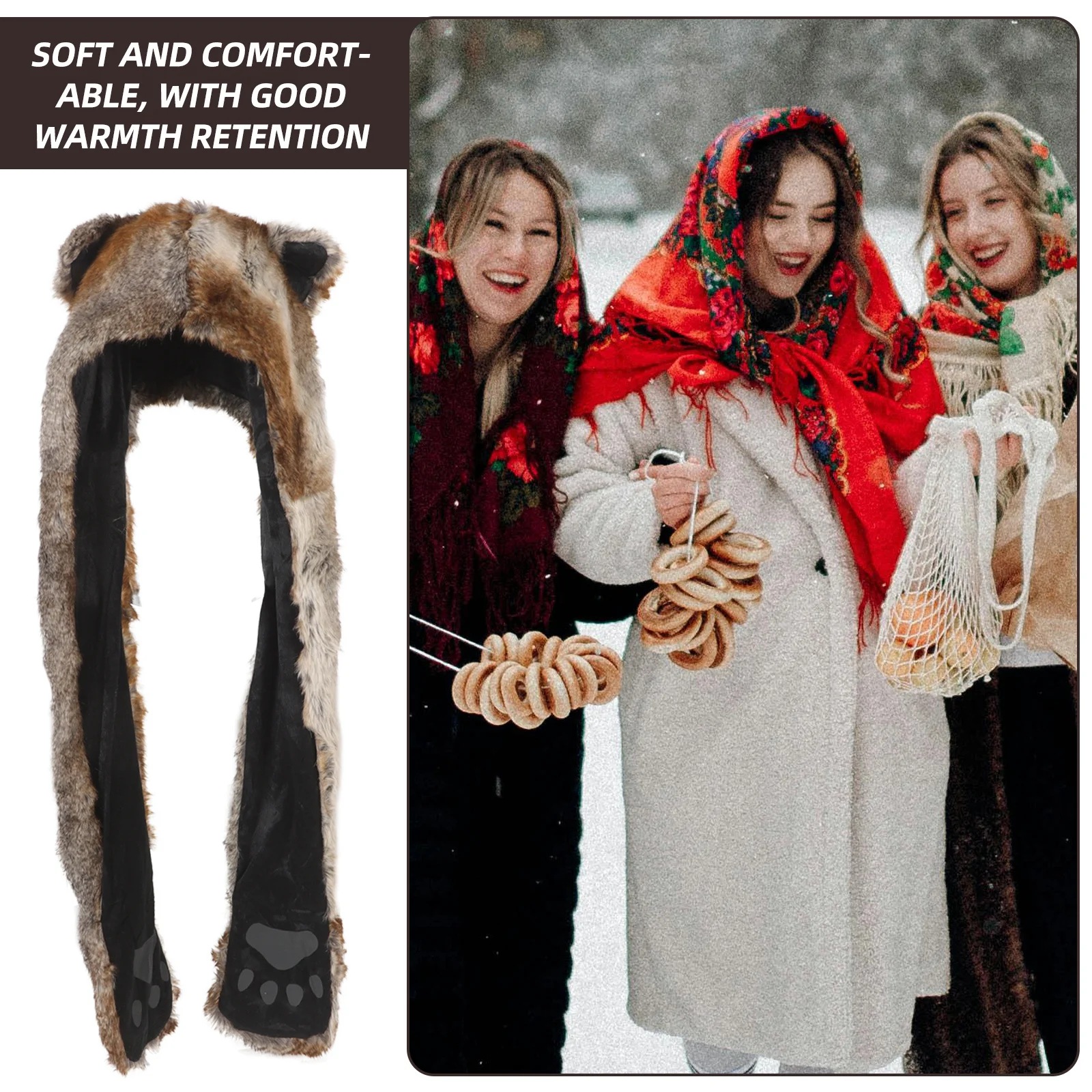 الشتاء قبعة وشاح قفازات مجموعة الحيوان تصميم دافئ في الهواء الطلق الحرارية رئيس الرقبة غطاء اليد الشتاء التبعي هوديي وشاح قبعة