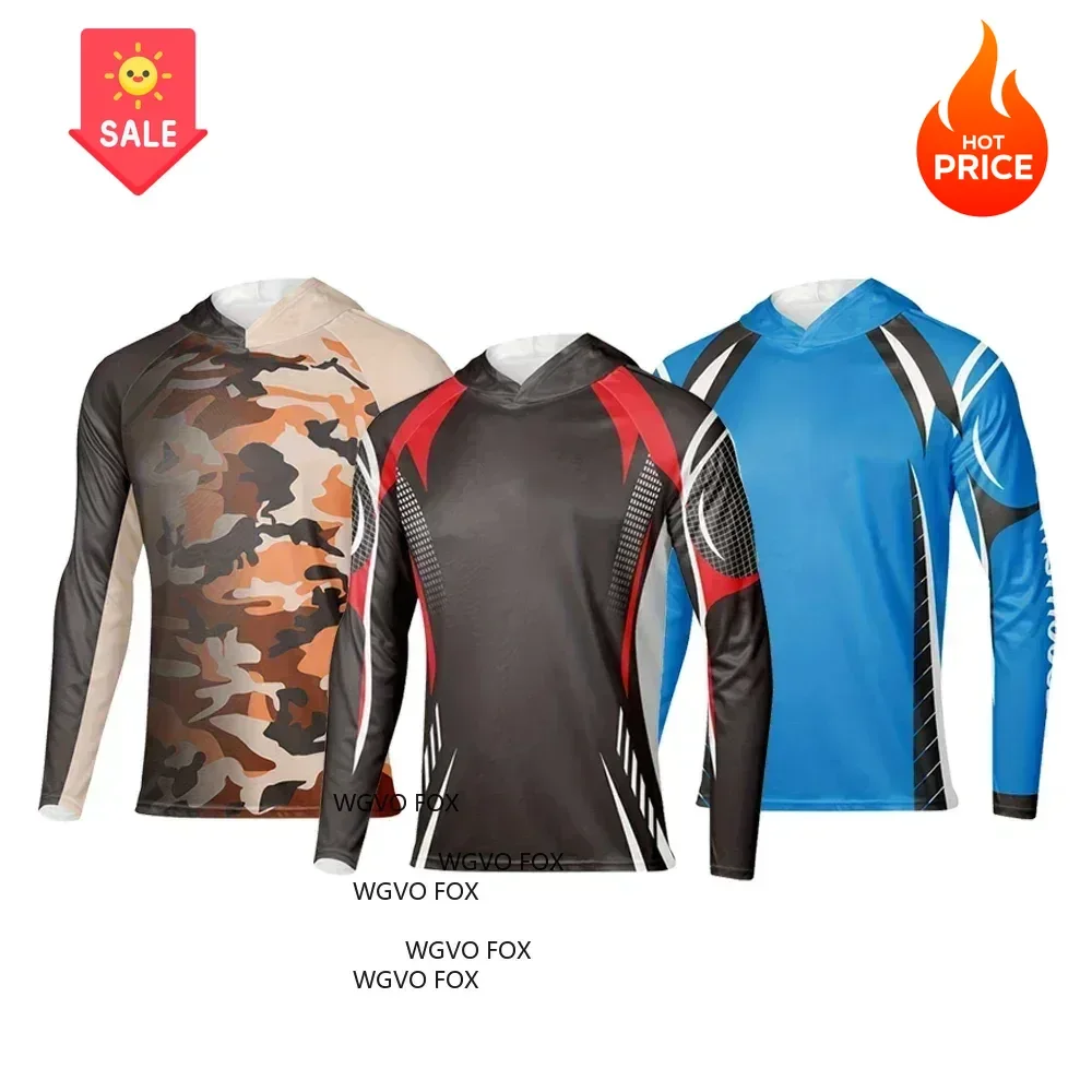 هوديي الصيد تنفس قمم طويلة الأكمام عالية الأداء جيرسي ملابس الحماية من الشمس قمصان الصيد #1