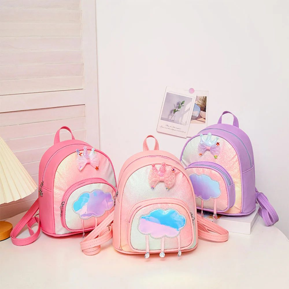 Personalized Customized Kindergarten High Beauty Soft Cute Backpack Embroidered Girl Princess Cute Cloud Bag，With Name