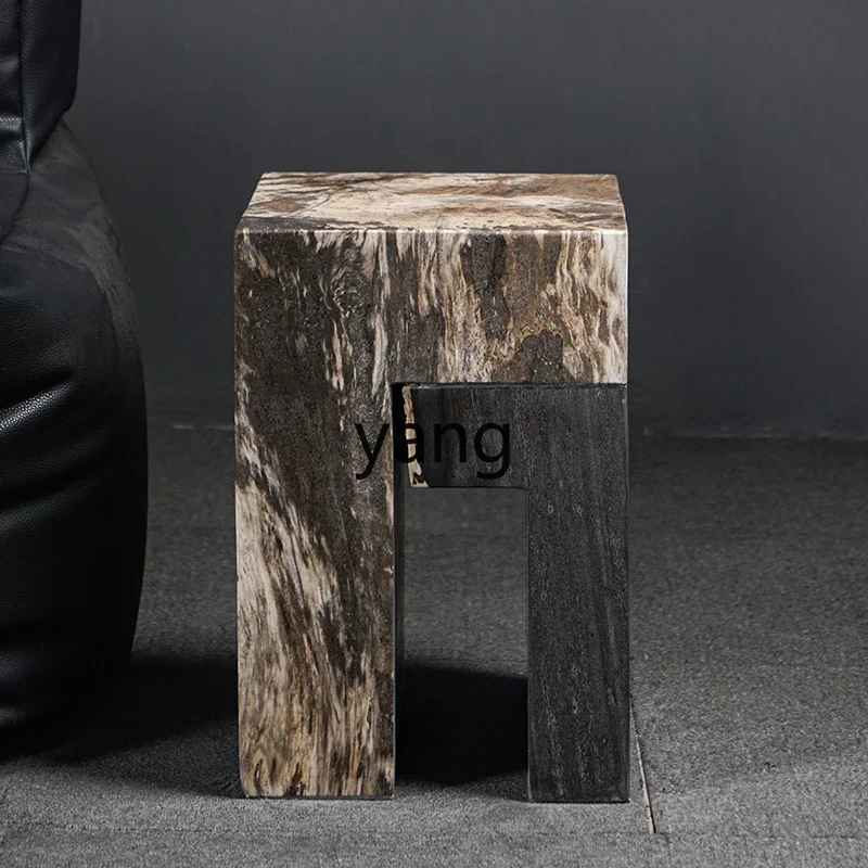 LTT. simple modern home wood fossil splicing stool square stool natural stone table stone stool