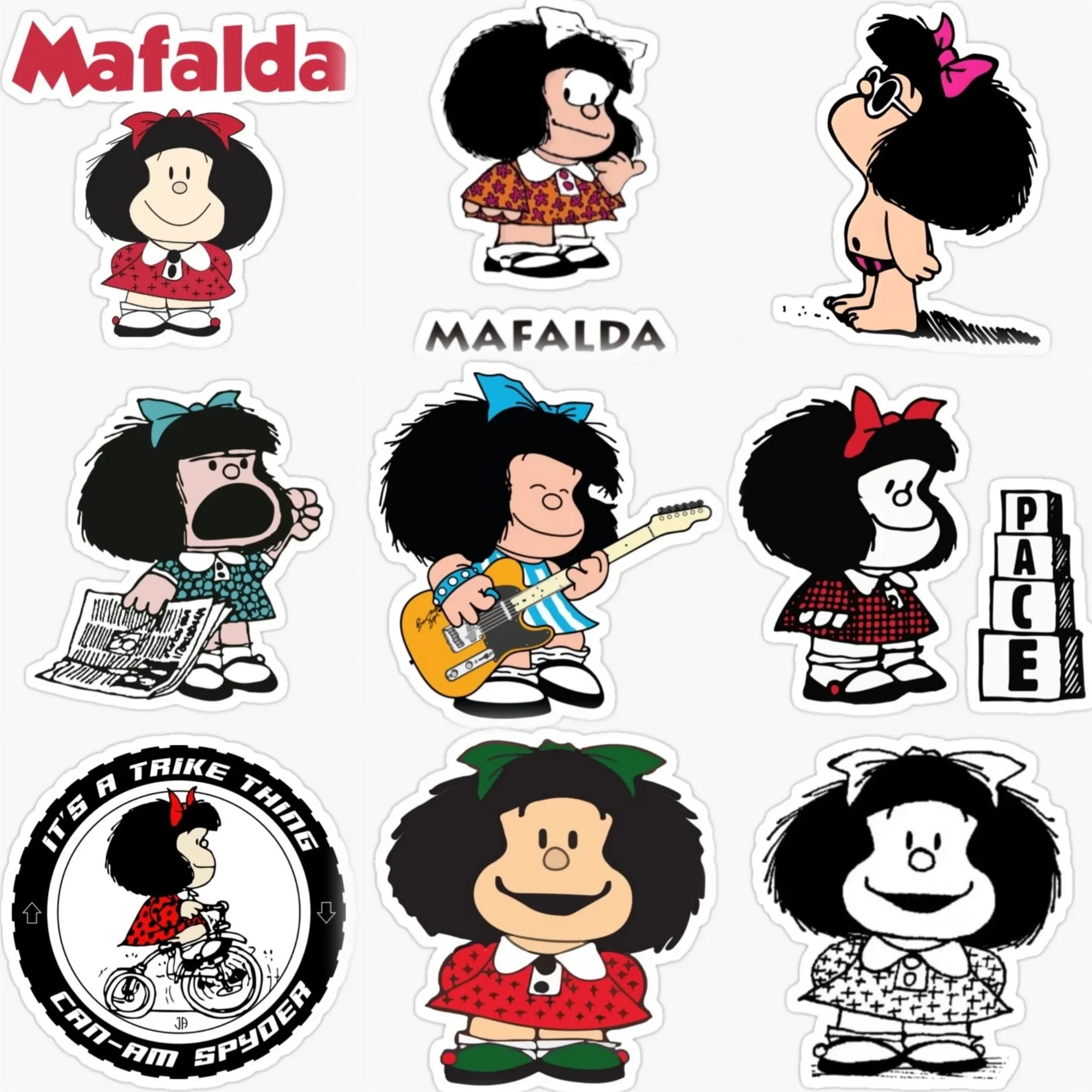 

Mafalda Cartoon Cute Creative PVC Waterproof Sticker for Decorate Car Bicycle Helmet Window Table Fridge Room Decal Accessories