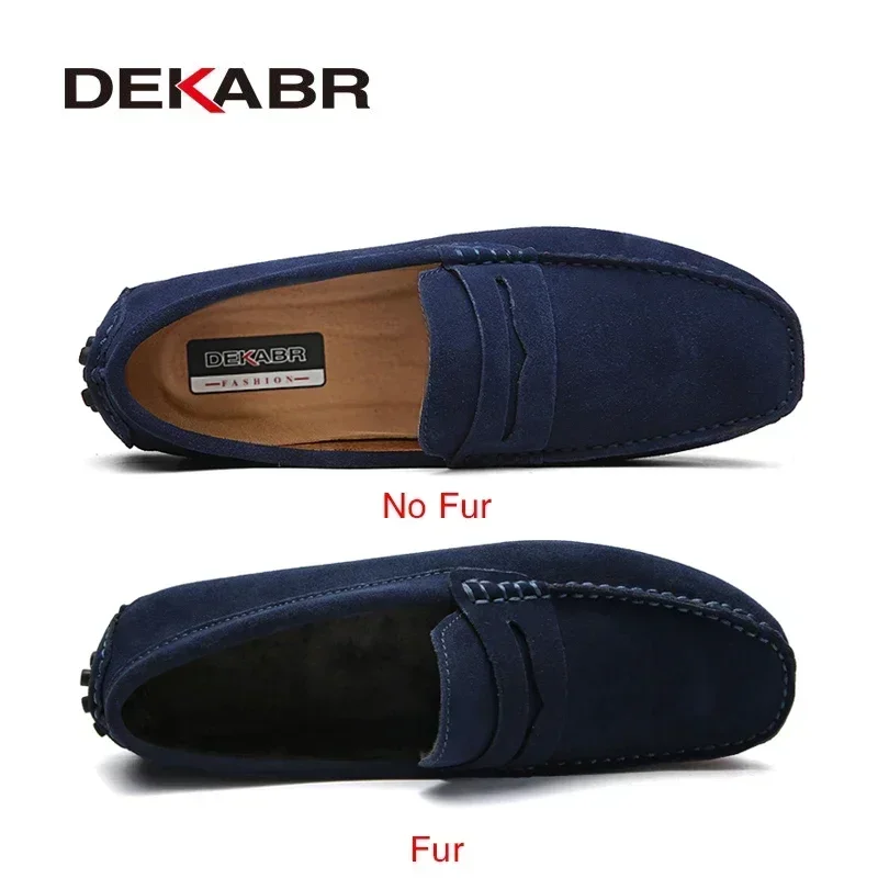 DEKABR 크기 49 남성 캐주얼 신발 패션 남성 신발 정품 가죽 남성 로퍼 Moccasins Slip On Men's Flats 남성 운전 신발