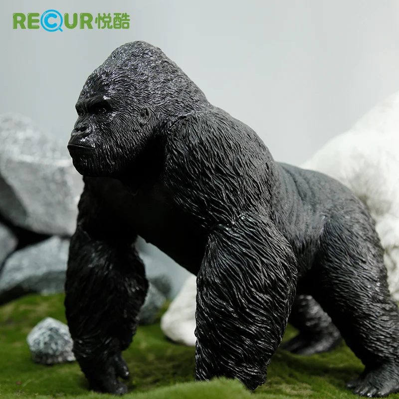 현실적인 대형 원숭이 화이트 백 고릴라 장난감 모델 야생 동물 시뮬레이션 소년과 소녀를위한 선물 소장품 액션 피규어