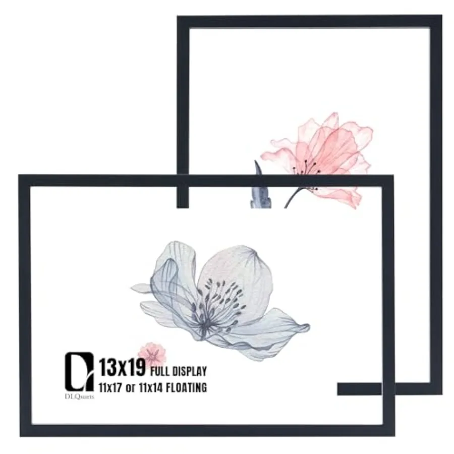 

Навесные фоторамки для фотографий 11x17 дюймов, 2 шт., из массива дерева, с двойным оргстеклом, для настенного монтажа, для фото любого размера, черные