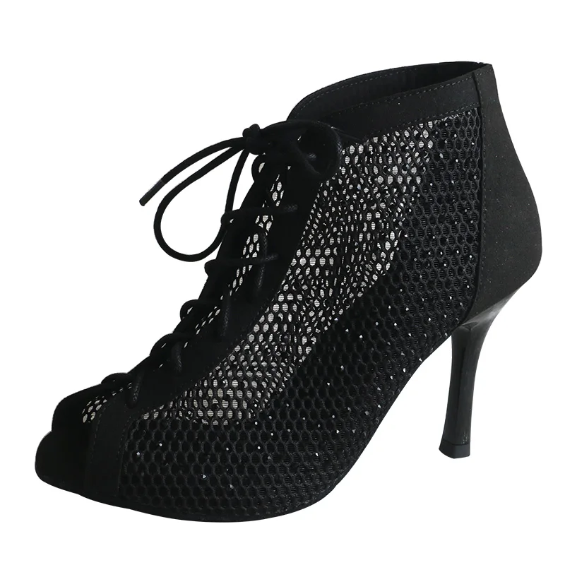 Maßge schneiderte Sommer neue Pumps Frauen Tanz schuhe Ballsaal Salsa Tango Boot Mode Party Mesh Ausschnitt High Heel Stiefel