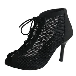 Customized Summer New Pumps Women Dance Shoes Ballroom Salsa Tango Boot Fashion Party Mesh Cutout High Heel Boot