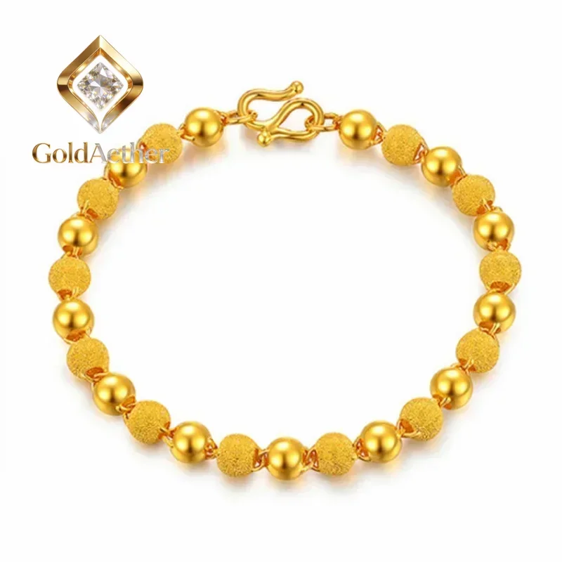 

GoldAether 9999 Authentic 24K Gold Women's Transit Beads Bracelet, Adjustable 3D Style, Top - tier Gift