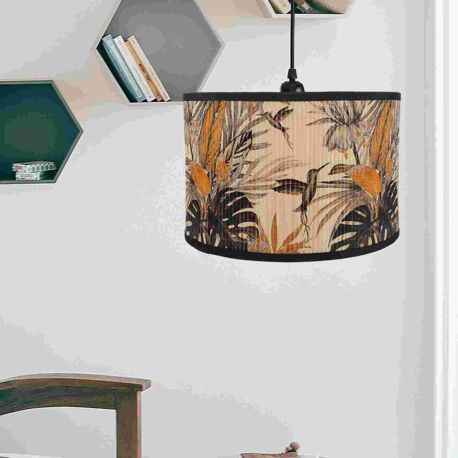 

Vintage Decor Replacement Lamp Cover Decorate Ceiling Shade Shades for Hanging Lamps Light Bamboo Weaving Mustard Office