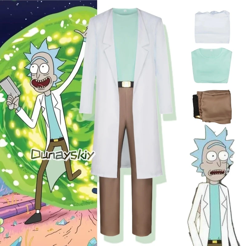 Genius scientifiques Rick Cosplay Anime Costume uniforme tenues Halloween carnaval Costume pour hommes enfant