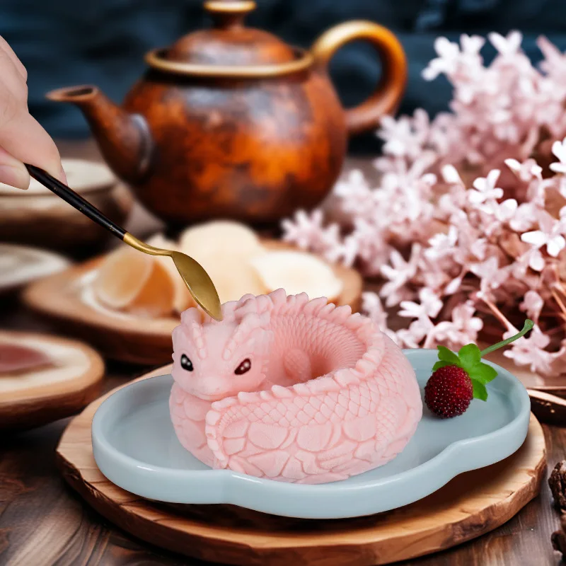 Cute Dragon Candle Silicone Mold DIY Pudding Dessert Mousse Cake Mold Handmade Aromatherapy Gypsum Soap Candle Making Mould