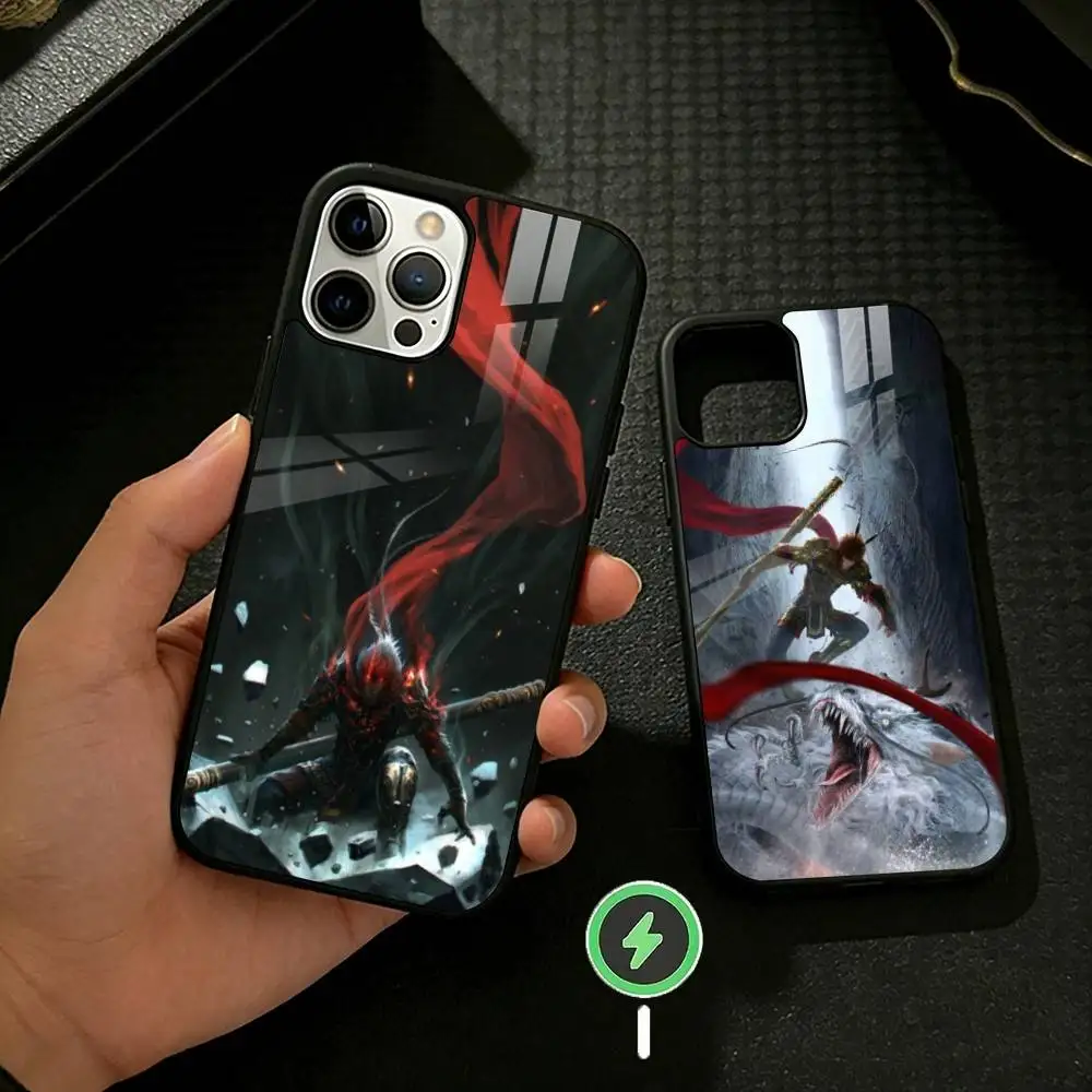 

B-Black Myth Wukong Phone Case For iPhone 17 16 15 14 13 12 Pro Max Plus for Mirror Wireless Magnetic Cover