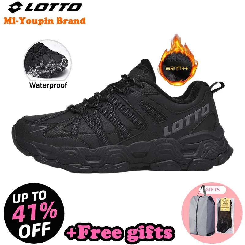 LOTTO Winter Leather and Velvet Warm Men's Cotton Shoes Outdoor Mountaineering Sports Shoes Hiking Women's Running Shoes