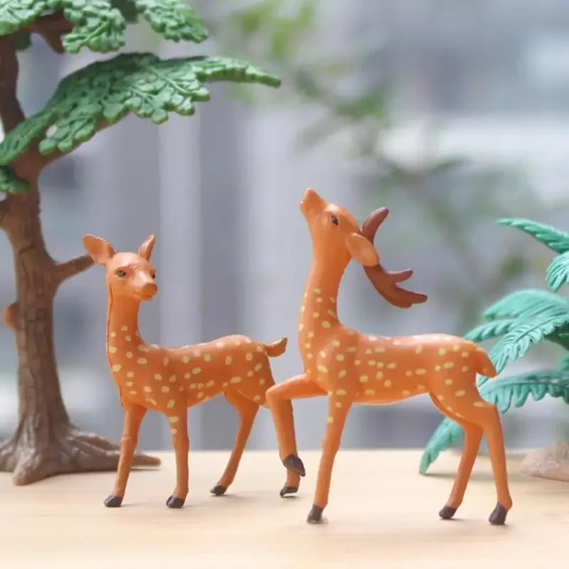 Miniature Deer Realistic Elk Figurine Woodland Animal Figurines Desktop Model Collection Party Favors Educational Learning Toys