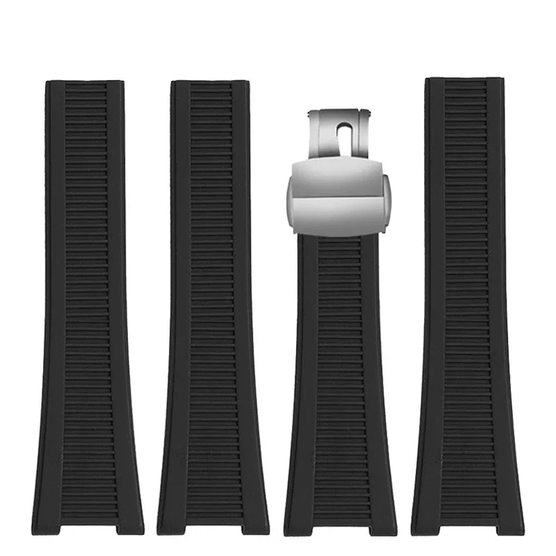 

25*13mm Silicone rubber watch strap High-quality soft stripe black brown gray green men’s watchband For Patek Philippe Nautilus