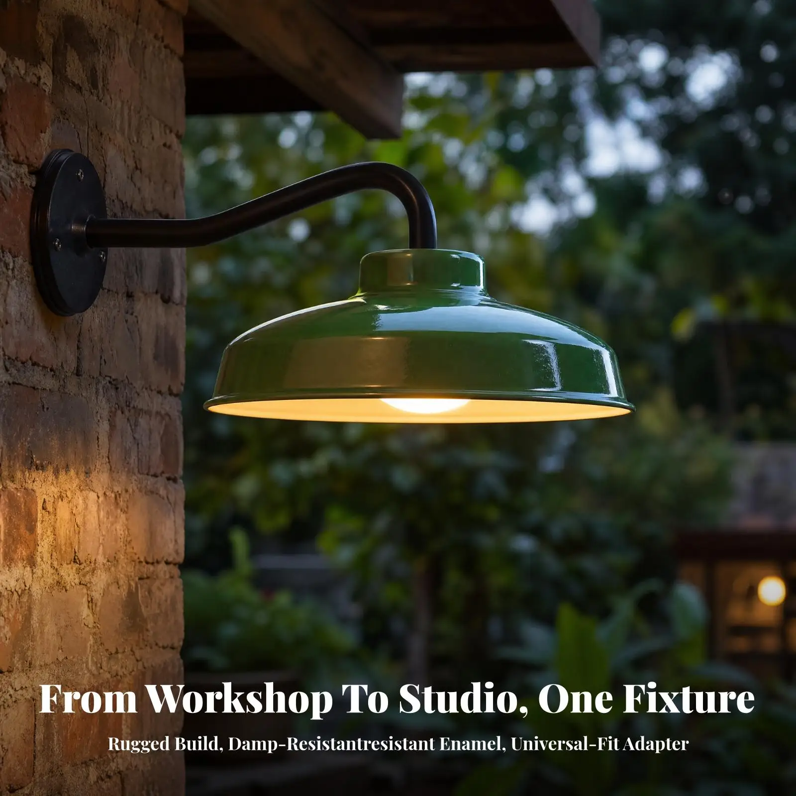Metal Enamel Wall Lamp for Covered Porch with Flared Rim Design for Direct Down Lighting in Utility Space