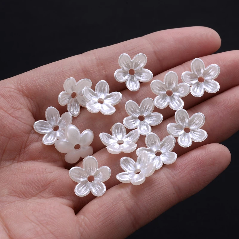 50Pcs 12mm White Flower Acrylic Beads Loose Spacer Beads For Diy Jewelry Bracelet Necklace Earrings Accessories Making