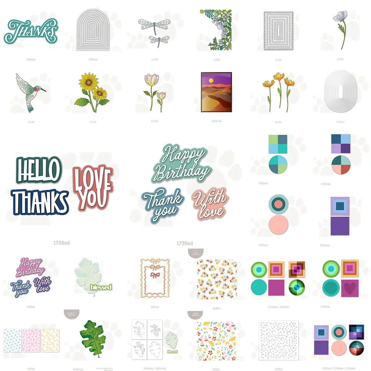 NEW July 2026 Floral Sentiment Hummingbird Sunflower Dragonfly Thank You Happy Birthday Word Frame Metal Cutting Dies Scrapbook