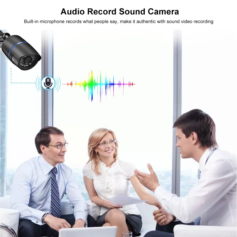 AZISHN Audio Recording IR Night Vision Surveillance 4K 8MP Security Camera CCTV Video Monitoring Kit