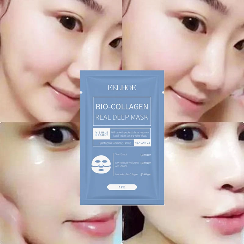 Bio-Collagen Facial Mask Instant Wrinkle Remover Fade Fine Lines Shrink Pores Firming Whitening Moisturizing Brighten Skin Care